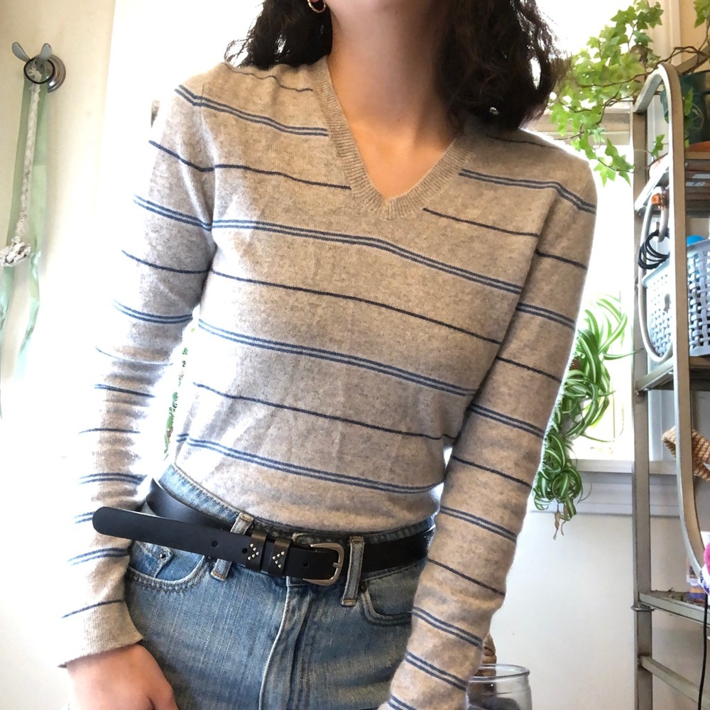 Cashmere stripped long sleeve top